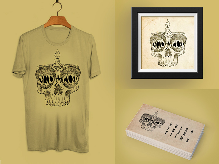 ilustracion calavera serigrafía